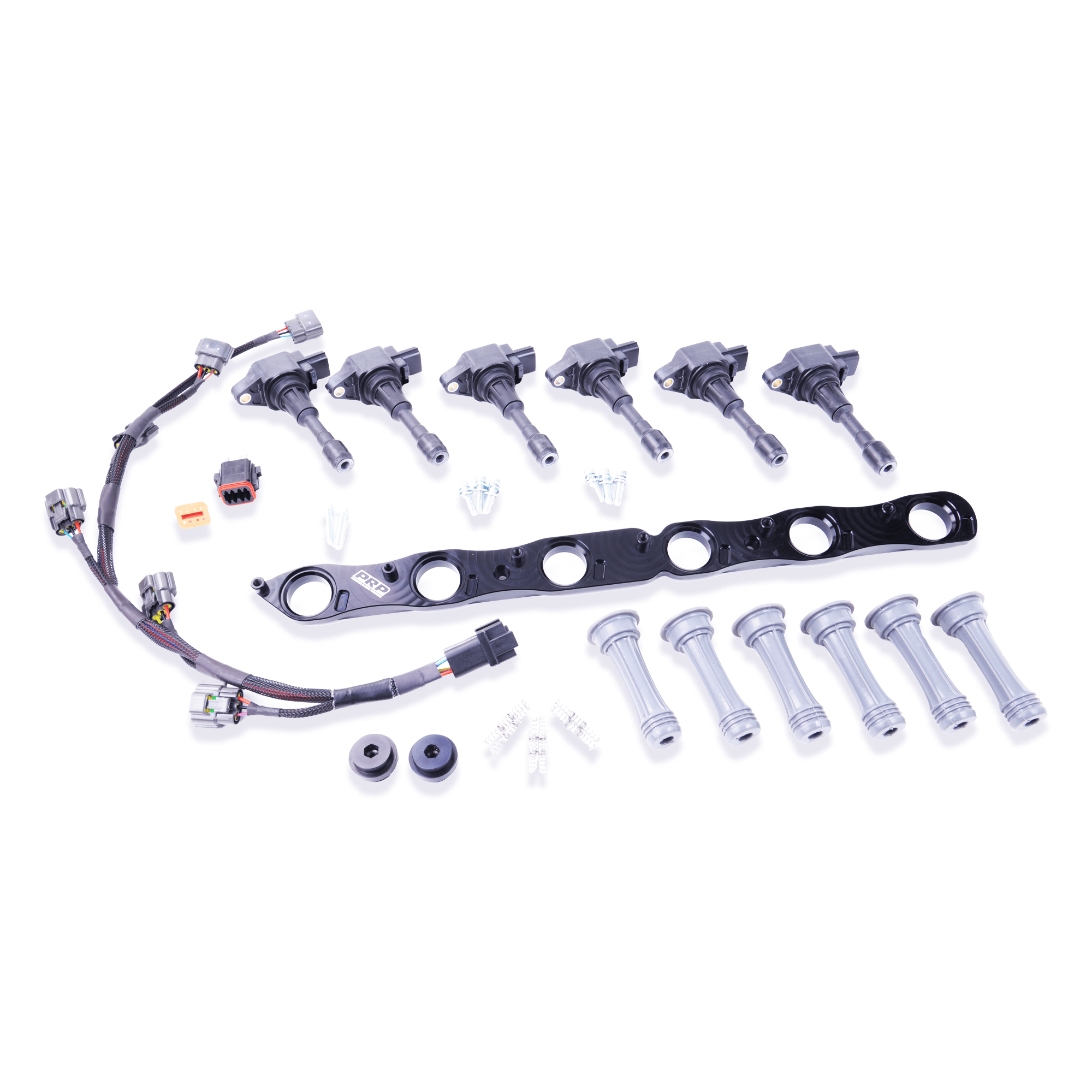 Platinum Racing Products Ignition Coil Kit Black / Bracket w/ Stalks + Coils / Universal Deutsch Connector Loom Toyota 7MGTE Coil Kit SR