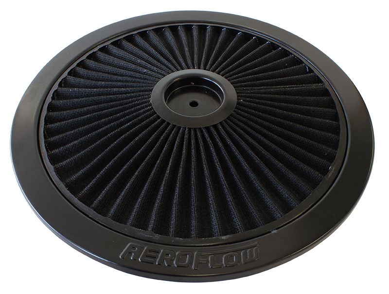 Black Full Flow Air Filter Top Plate  
14" diameter, black washable cotton element
