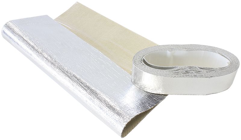 Heat Barrier Sheet Adhesive backed Aluminised surface reflects up to 2000°F