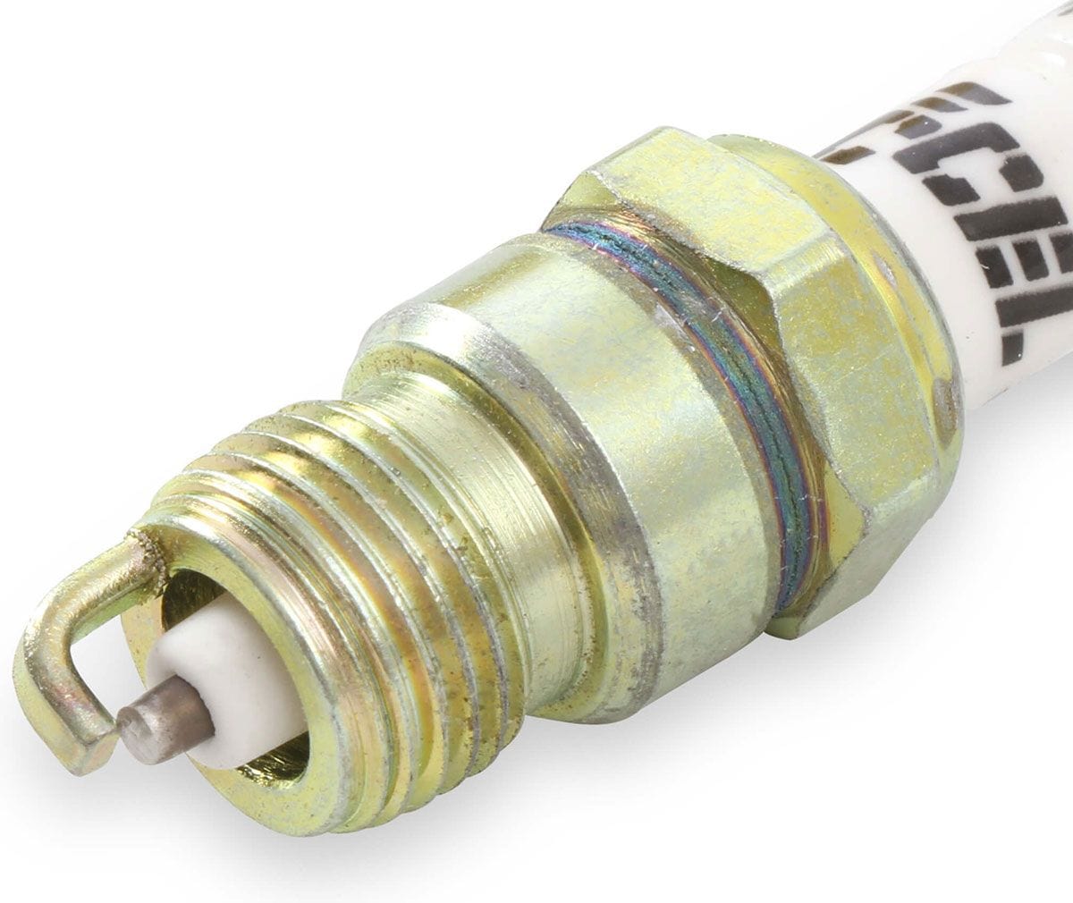 ACCEL .460" reach, Projected tip, Tapered seat, Set of 8, Resistor, Stock H Accel U-Groove Shorty Spark Plugs AC8199 SR