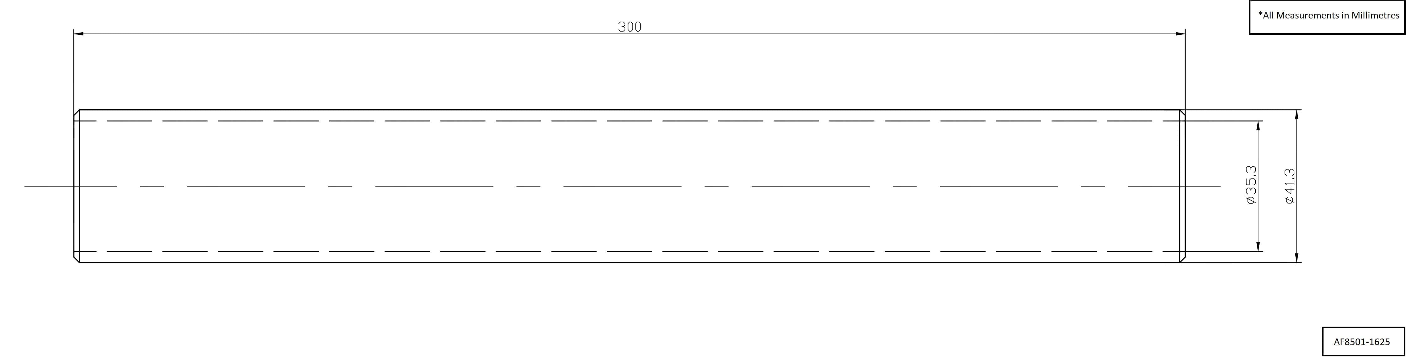 Aeroflow Aeroflow Aeroflow 1-5/8" (42mm) Steam Pipe Tube, Straight 300mm Long (AF8501-1625) SR