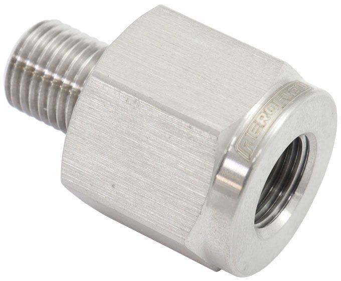 Aeroflow Aeroflow Aeroflow 3/8"-24 Male Reducer to Female Inverted Flare M10 x 1.00 - Stainless Steel (AF391-03-M10SS) SR