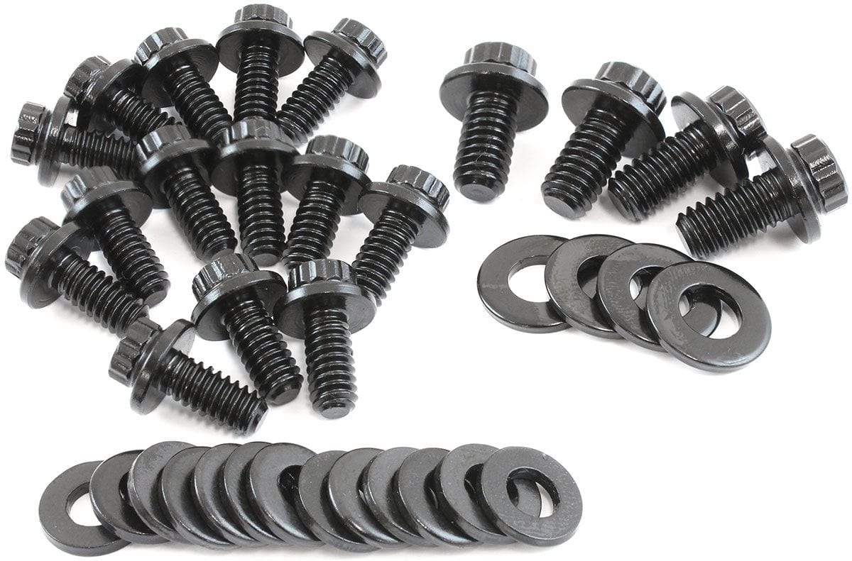 Aeroflow Aeroflow Aeroflow Small Block Chev Oil Pan Bolt Kit - Black Finish (AF37-2350) SR