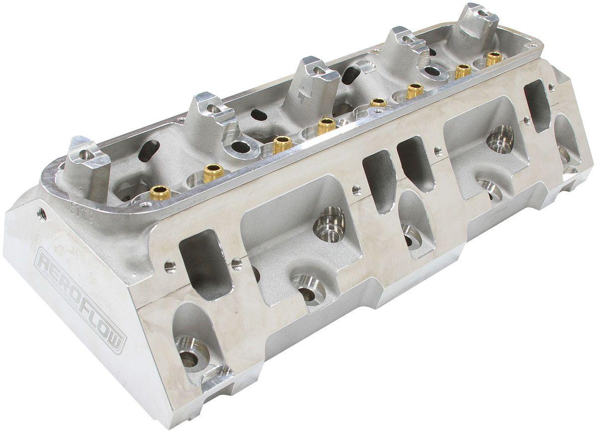 Aeroflow Performance 2.28" x 1.16" Intake Port, 1.75" x 1.25" Exhaust Port Aeroflow Bare Small Block Chrysler 318-360 179cc Aluminium Cylinder Heads with 63cc Chamb SR