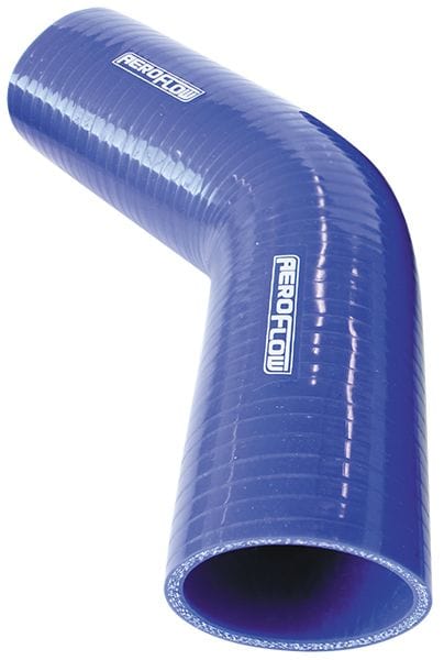 Aeroflow Performance 4-Ply, 13/64" (5.3mm) Wall Thickness, 5-45/64" (145mm) Leg CLEARANCE Aeroflow Gloss Blue 45° Silicone Elbow Hose 2-3/4" (70mm) I.D AF9002-275 SR