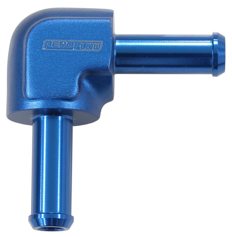 Aeroflow Performance 90° Barb To Barb Hose Joiner - Blue Aeroflow 90° Barb To Barb Hose Joiner - Blue AF843-12 SR