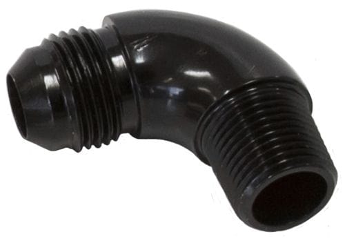 Aeroflow Performance Aeroflow 1/2NPT / 8AN / Black 90° NPT to AN Full Flow Adapter AF552 SR