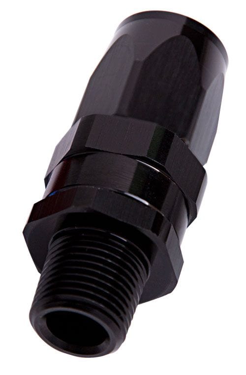 Aeroflow Performance Aeroflow 1/4" NPT / 6AN / Black Male NPT Taper Swivel Straight Hose End AF830 Suit 100 & 450 Series Hose SR