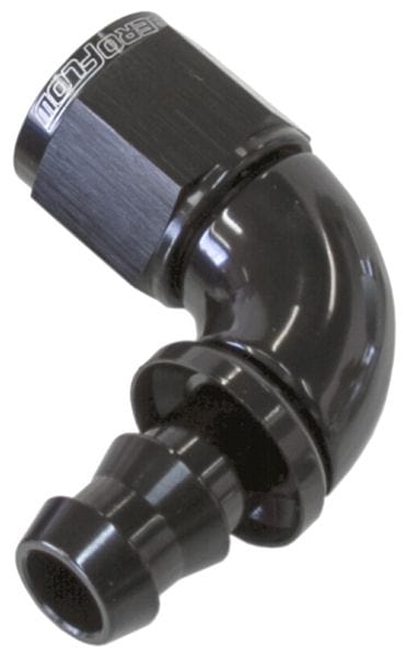 Aeroflow Performance Aeroflow 10 / Black 510 Series Full Flow Tight Radius Push Lock 90° Hose End AF513. Suits 400 & 500 Series Hose SR