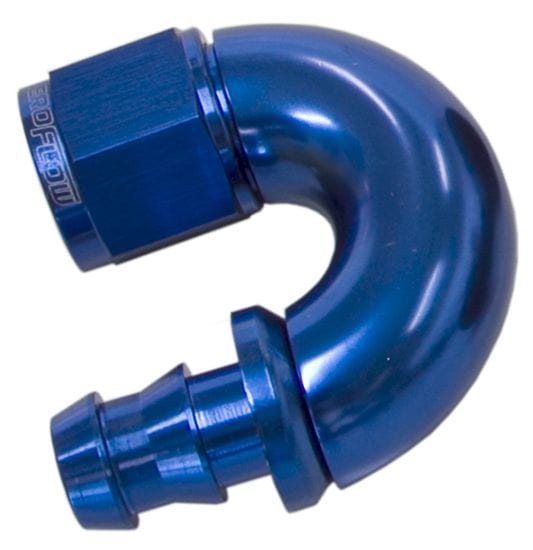 Aeroflow Performance Aeroflow 12 / Red/Blue 510 Series Full Flow Tight Radius Push Lock 180° Hose End AF516 . Suits 400 & 500 Series Hose SR
