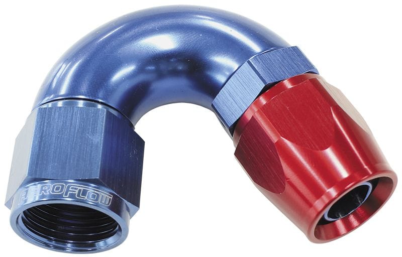 Aeroflow Performance Aeroflow 12 / Red/Blue 570 Series PTFE 150° Hose End AF575. Suits 200 & 250 Series Hose SR
