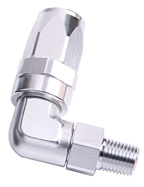 Aeroflow Performance Aeroflow 3/4" NPT / 16AN / Silver Male NPT Taper Swivel 90° Hose End AF829 Suit 100 & 450 Series Hose SR