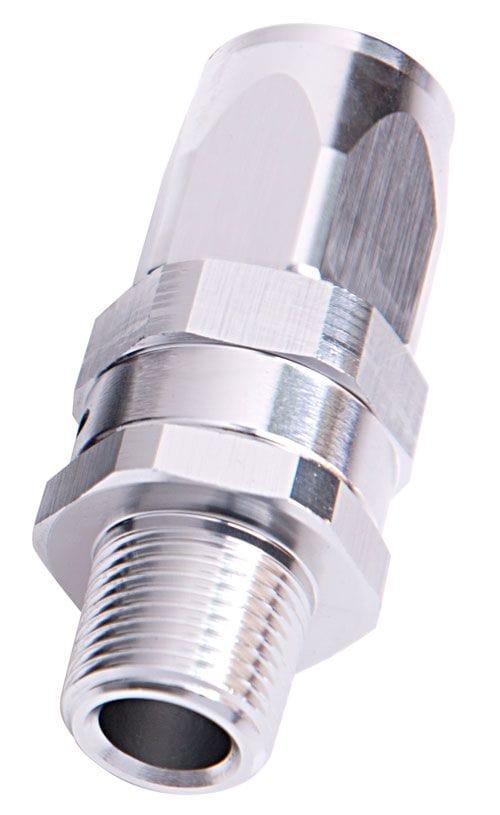 Aeroflow Performance Aeroflow 3/8" NPT / 8AN / Silver Male NPT Taper Swivel Straight Hose End AF830 Suit 100 & 450 Series Hose SR
