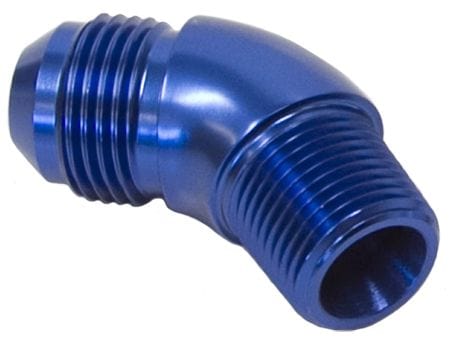 Aeroflow Performance Aeroflow 3/8NPT / 10AN / Blue 45° NPT to AN Full Flow Adapter AF523 SR