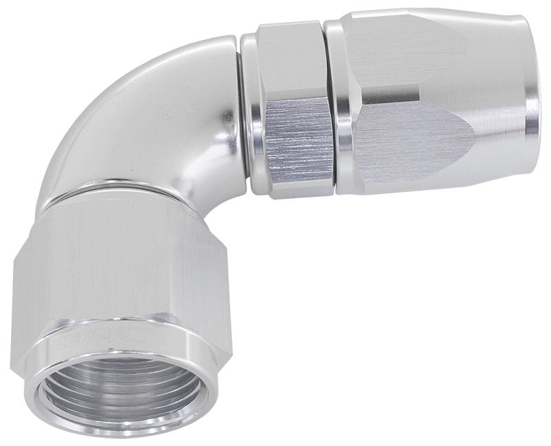 Aeroflow Performance Aeroflow 4 / Silver 570 Series PTFE 90° Hose End AF573. Suits 200 & 250 Series Hose SR