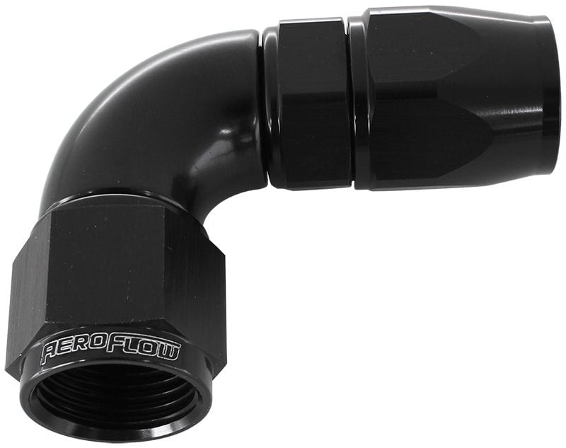 Aeroflow Performance Aeroflow 6 / Black 570 Series PTFE 90° Hose End AF573. Suits 200 & 250 Series Hose SR