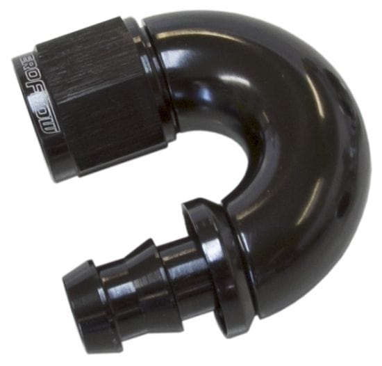 Aeroflow Performance Aeroflow 8 / Black 510 Series Full Flow Tight Radius Push Lock 180° Hose End AF516 . Suits 400 & 500 Series Hose SR