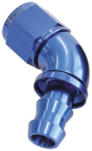 Aeroflow Performance Aeroflow 8 / Red/Blue 510 Series Full Flow Tight Radius Push Lock 60° Hose End AF518 suits 400 & 500 Series Hose SR