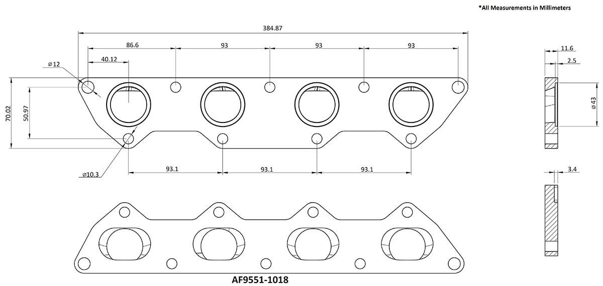 Aeroflow Performance Aeroflow Aeroflow Mitsubishi Evolution 4-9 4G63 Stainless Steel Header Flange (AF9551-1018SS) SR