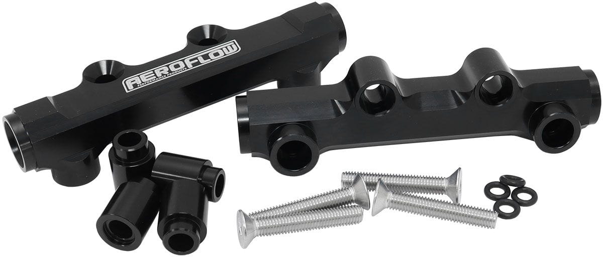 Aeroflow Performance Aeroflow Aeroflow Subaru EJ20 and EJ25 Top Feed Billet EFI Fuel Rail - Black (AF64-2257BLK) SR