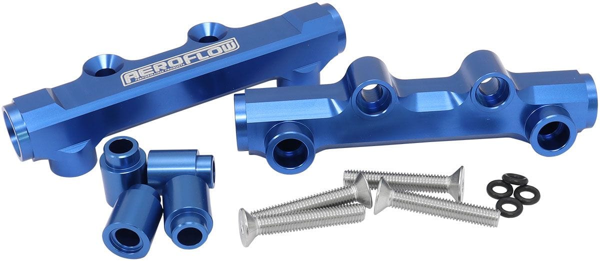 Aeroflow Performance Aeroflow Aeroflow Subaru EJ20 and EJ25 Top Feed Billet EFI Fuel Rail - Blue (AF64-2257) SR