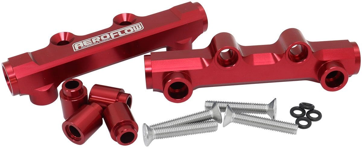 Aeroflow Performance Aeroflow Aeroflow Subaru EJ20 and EJ25 Top Feed Billet EFI Fuel Rail - Red (AF64-2257R) SR