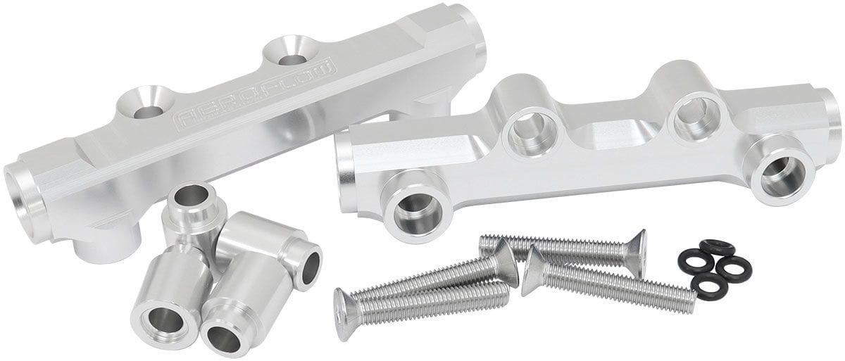 Aeroflow Performance Aeroflow Aeroflow Subaru EJ20 and EJ25 Top Feed Billet EFI Fuel Rail - Silver (AF64-2257S) SR
