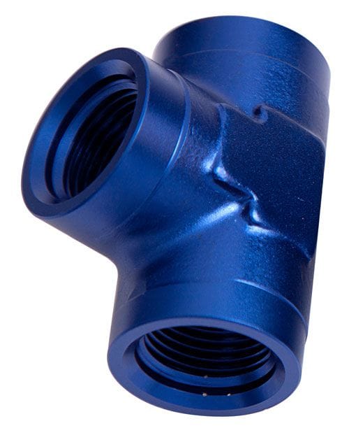 Aeroflow Performance Aeroflow Fittings 1/2" NPT / Red/Blue NPT Female Pipe Tee AF917 SR