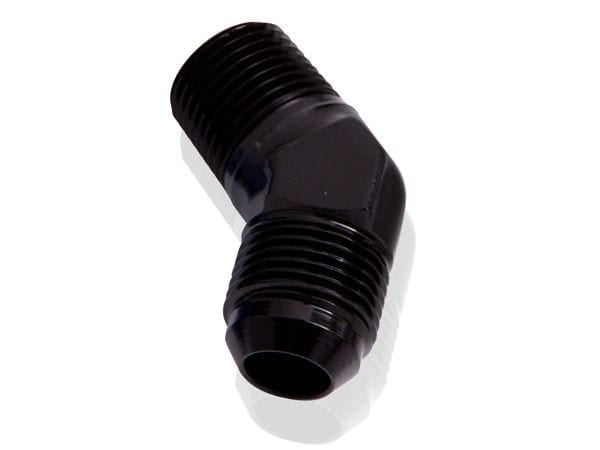 Aeroflow Performance Aeroflow Fittings 1/2NPT / 12AN / Black 45° NPT to Male Flare Adapter AF823 SR