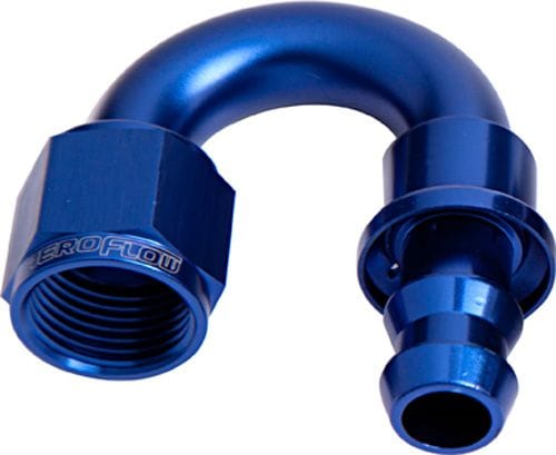 Aeroflow Performance Aeroflow Fittings 10 / Red/Blue 400 Series Push Lock 180° Hose End AF406 SR