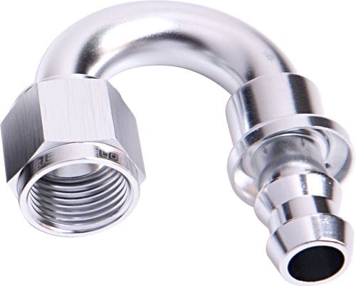 Aeroflow Performance Aeroflow Fittings 10 / Silver 400 Series Push Lock 180° Hose End AF406 SR