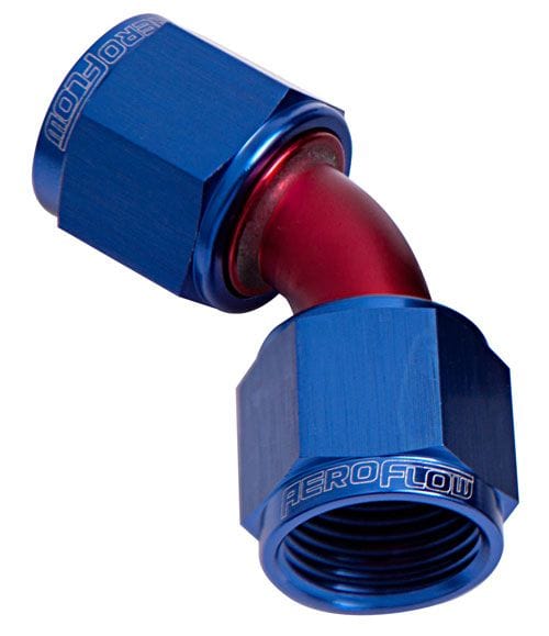 Aeroflow Performance Aeroflow Fittings 10AN / Red/Blue 45° Female Swivel Coupler AF132 SR