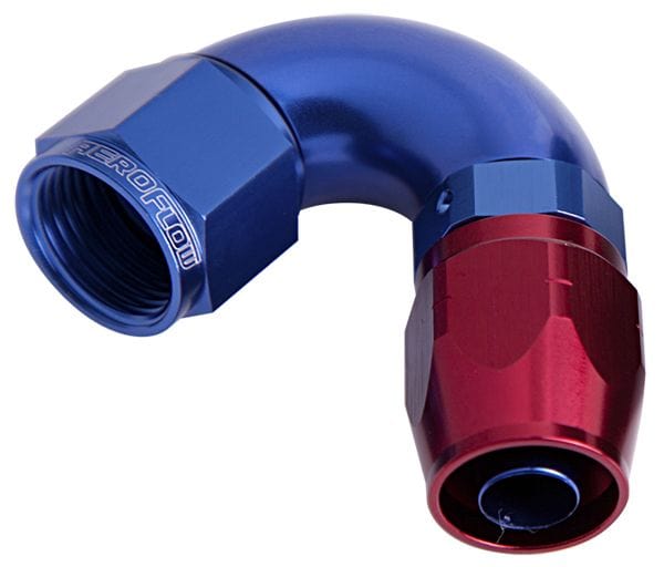 Aeroflow Performance Aeroflow Fittings 10AN / Red/Blue 550 Series Cutter One-Piece Full Flow Swivel 120° Hose End AF554 SR