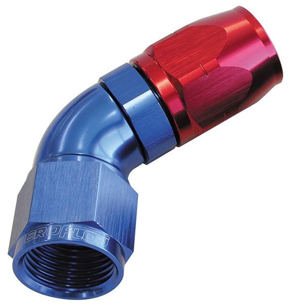 Aeroflow Performance Aeroflow Fittings 10AN / Red/Blue 550 Series Cutter One-Piece Full Flow Swivel 60° Hose End AF558 SR