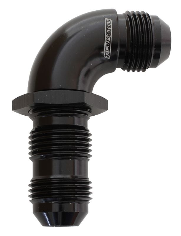 Aeroflow Performance Aeroflow Fittings 12 / Black 90° Full Flow AN Bulkhead - AF533 SR