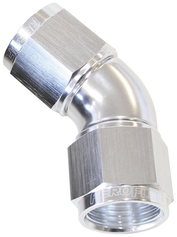 Aeroflow Performance Aeroflow Fittings 12 / Silver 45° Full Flow Female Coupler AF563 SR