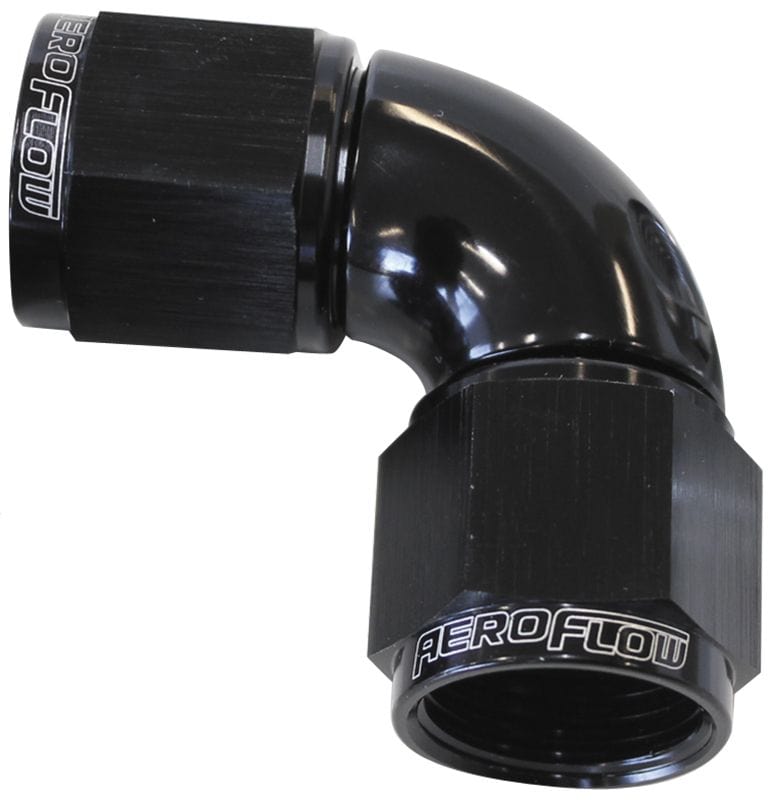 Aeroflow Performance Aeroflow Fittings 12AN / Black 90° Full Flow Female Coupler AF583 SR