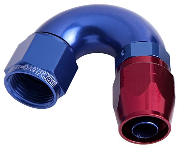 Aeroflow Performance Aeroflow Fittings 12AN / Red/Blue 550 Series Cutter One-Piece Full Flow Swivel 150° Hose End AF555 SR