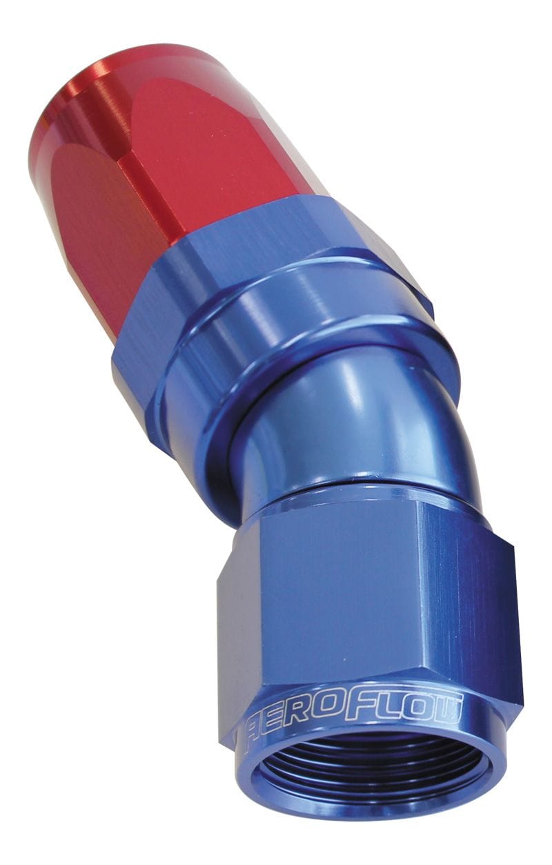 Aeroflow Performance Aeroflow Fittings 16 / Red/Blue 150 Series Taper One-Piece Full Flow Swivel 30° Hose End AF197 SR