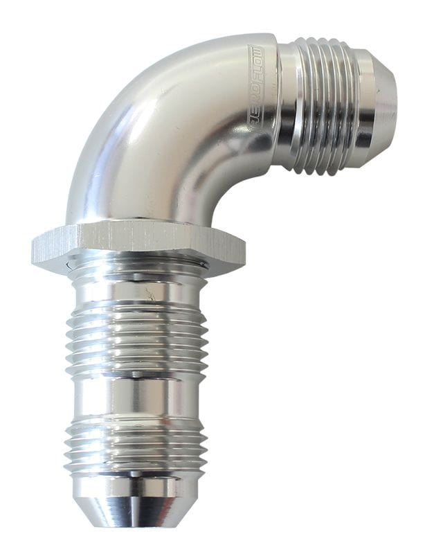 Aeroflow Performance Aeroflow Fittings 16 / Silver 90° Full Flow AN Bulkhead - AF533 SR