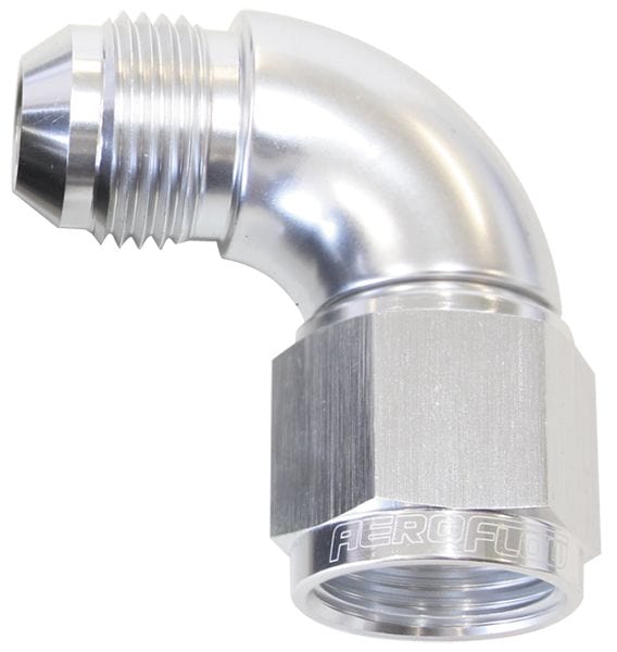 Aeroflow Performance Aeroflow Fittings 16 / Silver 90° Full Flow Female/Male Flare Swivel AF543 SR