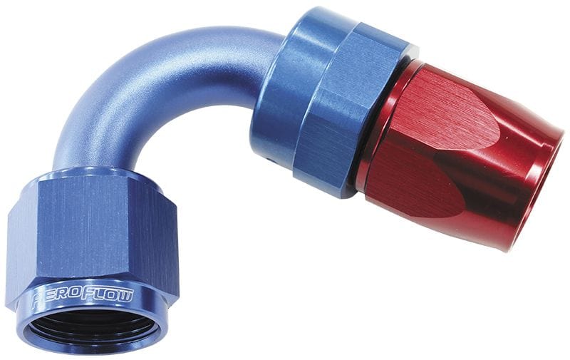 Aeroflow Performance Aeroflow Fittings 3 / Red/Blue 200 Series PTFE 120° Hose End AF204 SR