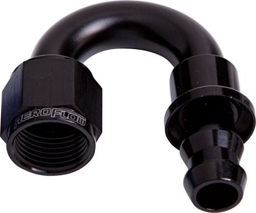 Aeroflow Performance Aeroflow Fittings 4 / Black 400 Series Push Lock 180° Hose End AF406 SR