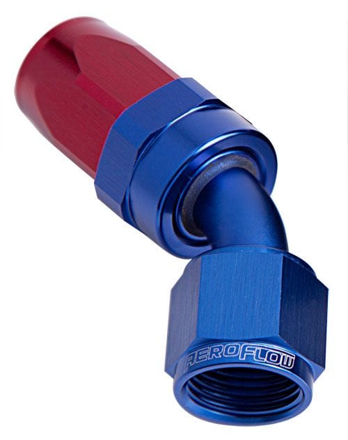 Aeroflow Performance Aeroflow Fittings 4 / Red/Blue 100 Series Taper 45° Swivel Hose End AF102 SR