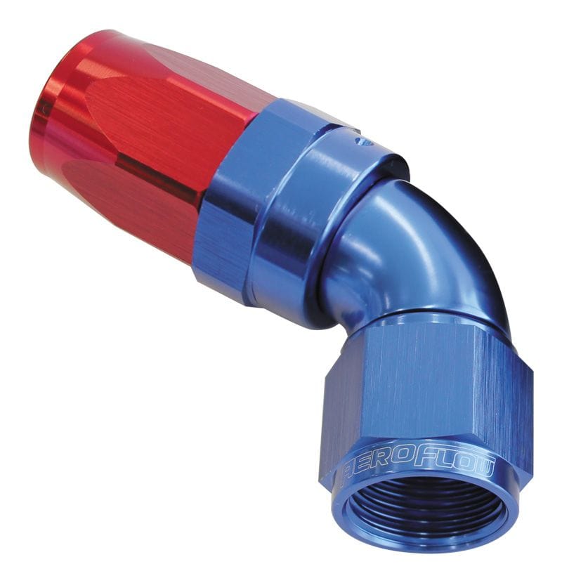 Aeroflow Performance Aeroflow Fittings 4 / Red/Blue 150 Series Taper One-Piece Full Flow Swivel 60° Hose End AF198 SR
