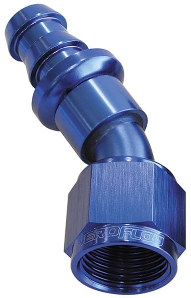 Aeroflow Performance Aeroflow Fittings 4 / Red/Blue 400 Series Push Lock 30° Hose End AF417 SR