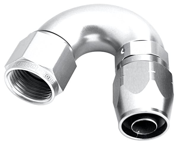 Aeroflow Performance Aeroflow Fittings 4AN / Silver 550 Series Cutter One-Piece Full Flow Swivel 150° Hose End AF555 SR