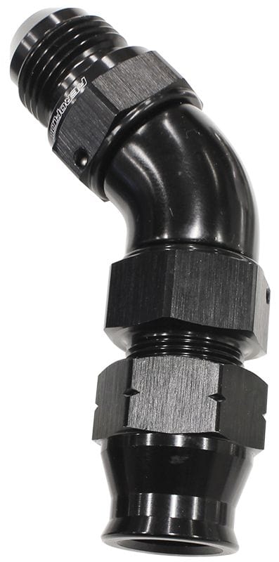 Aeroflow Performance Aeroflow Fittings 5/8 to 10AN / Black 45° Tube to Male AN Adapters AF128. Suits Aeroflow, Moroso & Russell Tubing SR