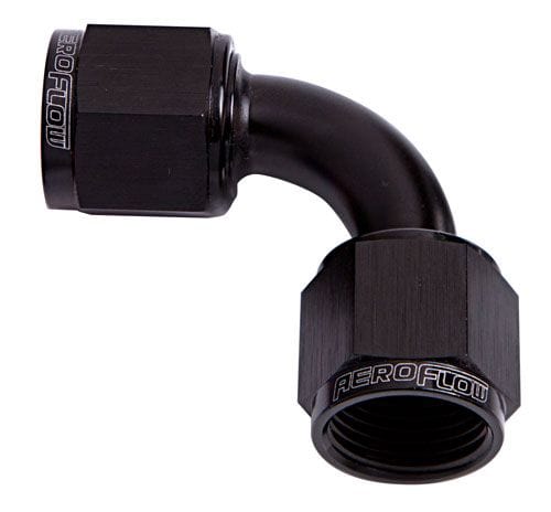 Aeroflow Performance Aeroflow Fittings 6AN / Black 90° Female Swivel Coupler AF133 SR