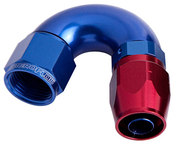 Aeroflow Performance Aeroflow Fittings 6AN / Red/Blue 550 Series Cutter One-Piece Full Flow Swivel 150° Hose End AF555 SR